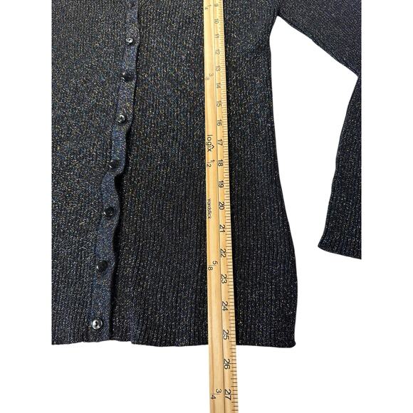 NWOT Metallic Ribbed Cardigan Sweater – Black Sparkle – Size L NYE HolidayParty - Picture 7 of 7